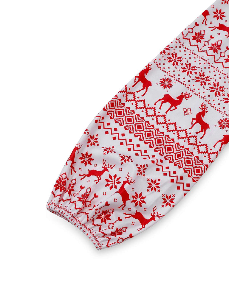 Red 1960s Christmas Reindeer Lace-Up Backless Dress