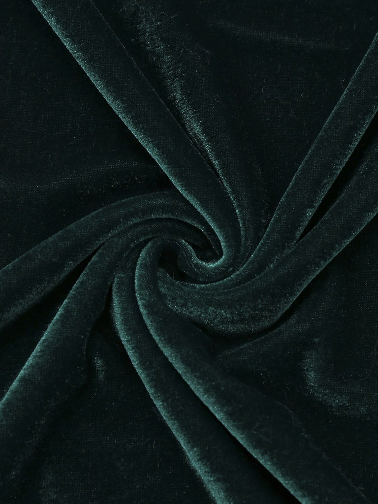 1980s Christmas Fur Trim Hooded Velvet Dress