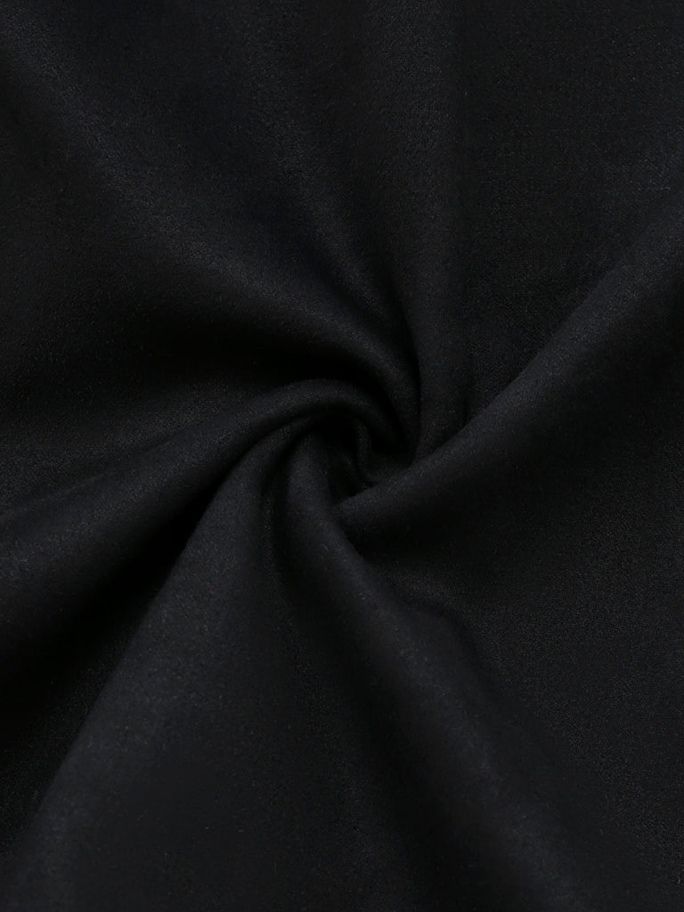 Black 1930s Faux Fur Trim Maxi Coat