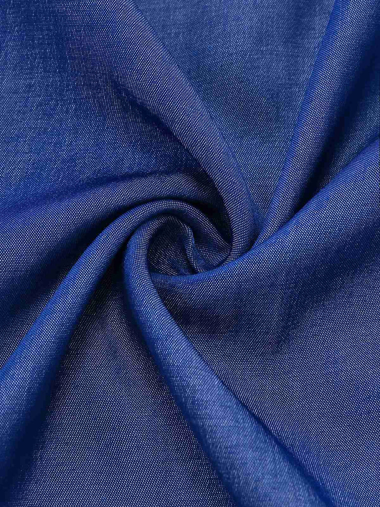 Blue 1970s Long Sleeves Shirt Midi Dress