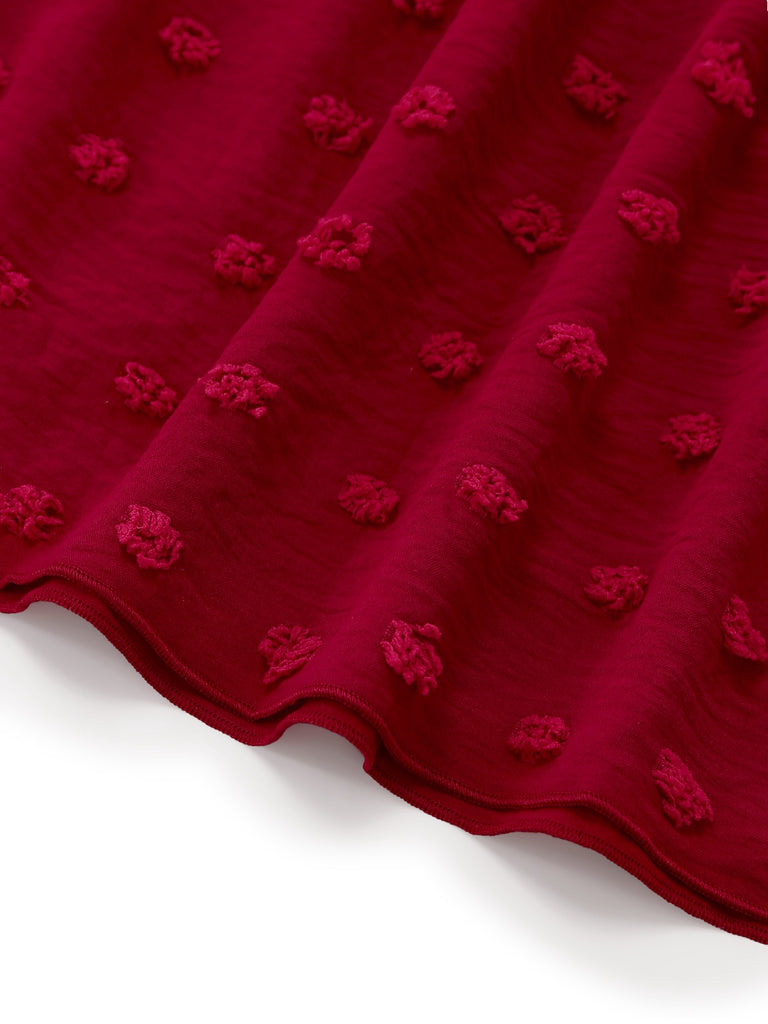 1940s Wrinkle V-Neck Lantern A-Line Dress