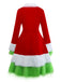 Red & Green 1940s Christmas Grinch Fur Trimmed Dress