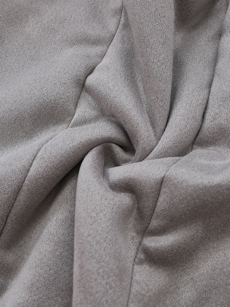 1930s Solid Lapel Button Suedette Mid-Length Coat