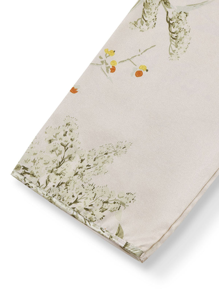 2PCS 1950s Floral Straps Satin Nightgown & Matching Robe