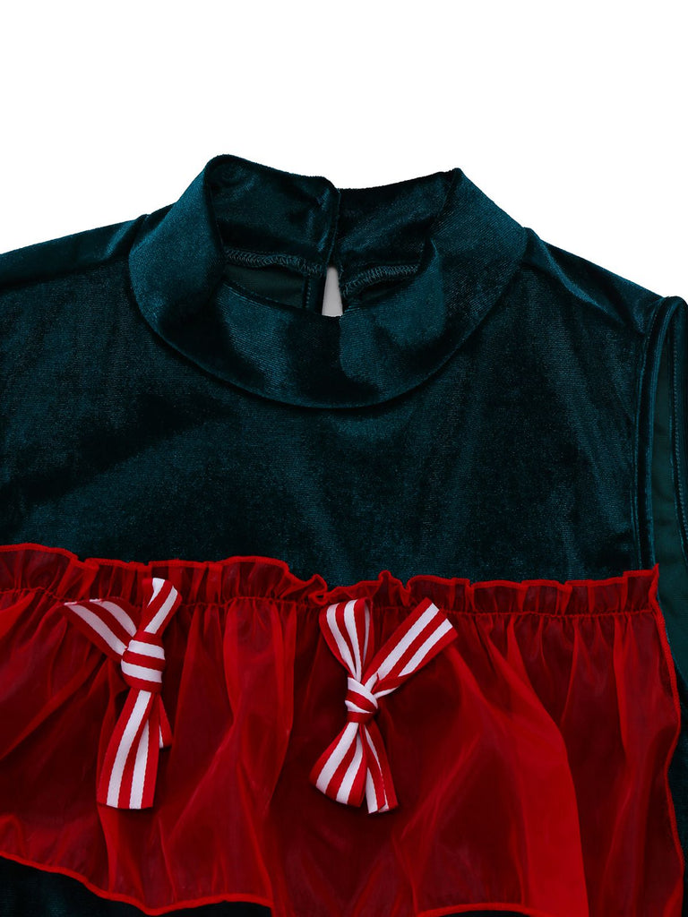 1960s Mesh Bow Christmas Tree Dress