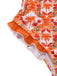 Orange 1960s Tropical Coconut Palm Tree Print Swimsuit