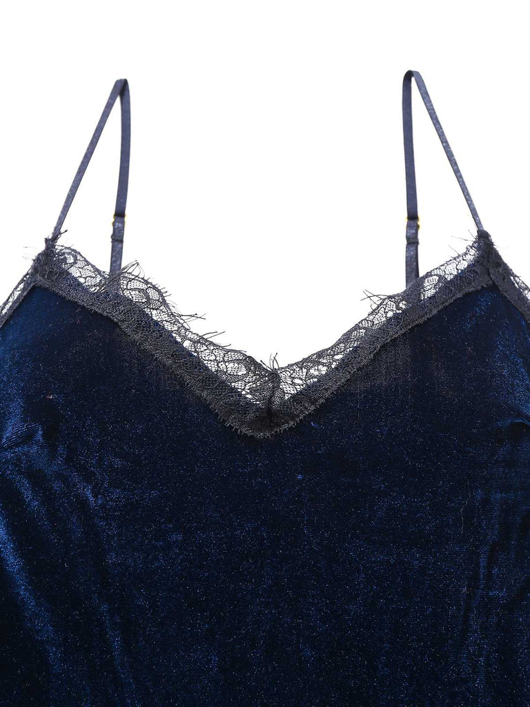 1960s Slip Velvet Lace Nightgown