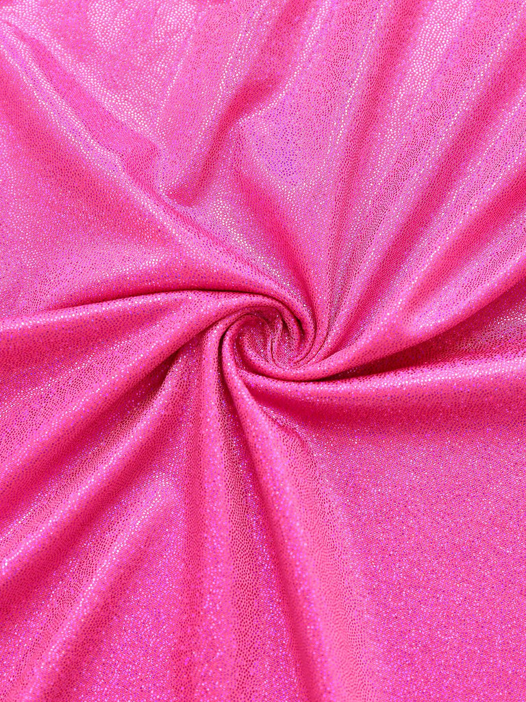 [Pre-Sale] Pink 1970s Metallic Deep V-Neck Disco Jumpsuit