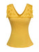 Yellow 1960s Cutout Floral Sleeveless Blouse