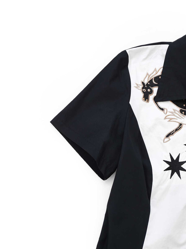 1950s Cotton Western-Inspired Embroidered Horse&Star Dress