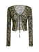 1980s Sheer Botanical Print Lace-Up Cardigan