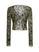 1980s Sheer Botanical Print Lace-Up Cardigan