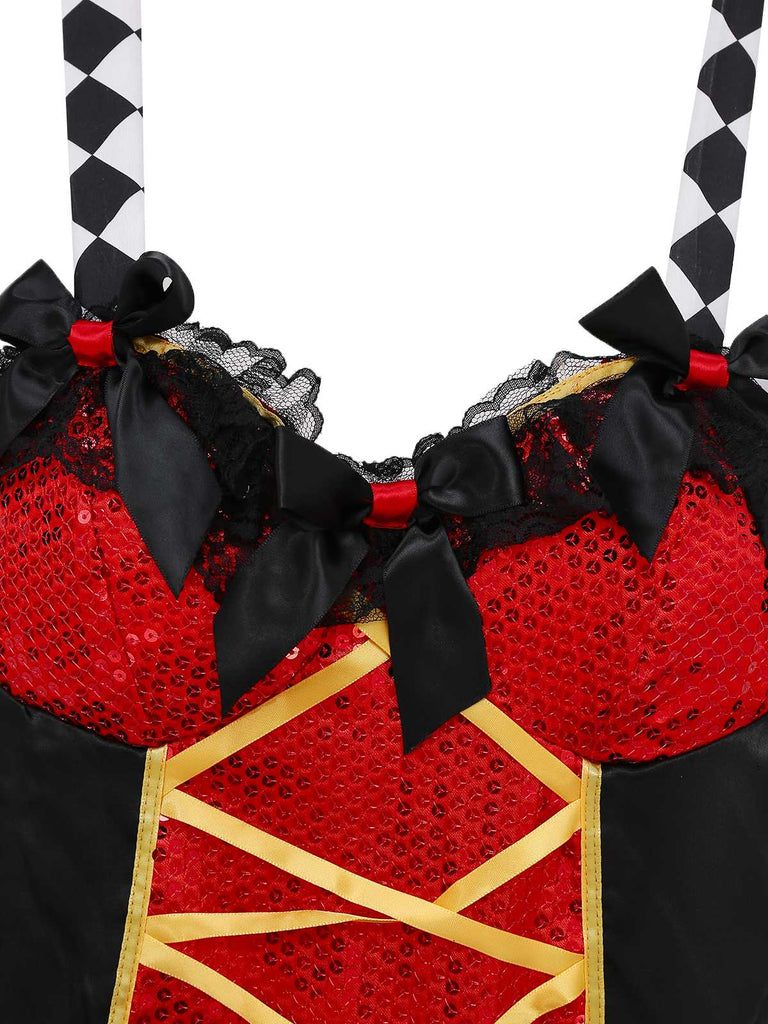 1970s Halter Halloween Queen Of Hearts Sequined Costume