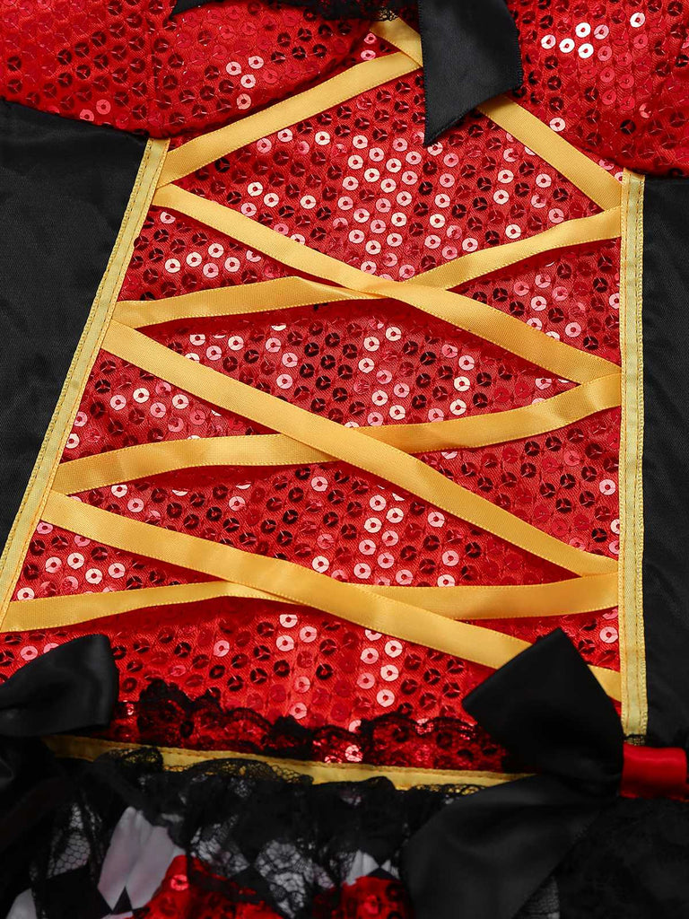 1970s Halter Halloween Queen Of Hearts Sequined Costume