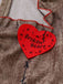 Brown 1960s Halloween Heart Patch Evil Doll Tattered Dress