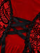 Red 1980s Velvet Lace Sequined Strapless Dress & Cape