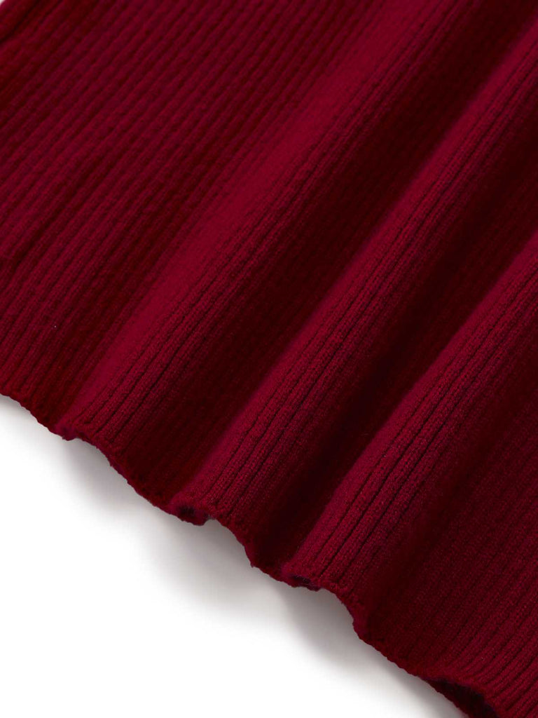 1960s V-Neck Ribbed Knit Button Bodycon Dress