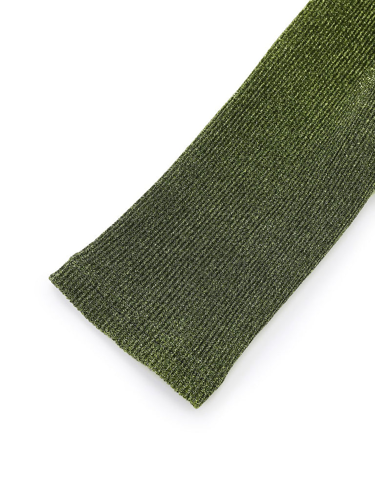 Green 1960s Ruched Puff Sleeve Midi Dress