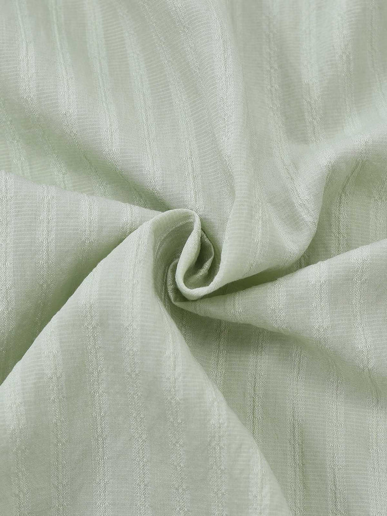 Green 1980s Tie-Neck Puff Sleeve Blouse