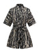 1950s Print Tie Waist Shirt Romper