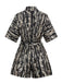 1950s Print Tie Waist Shirt Romper