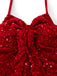 Red 1960s Christmas Sequined Twisted Dress Set