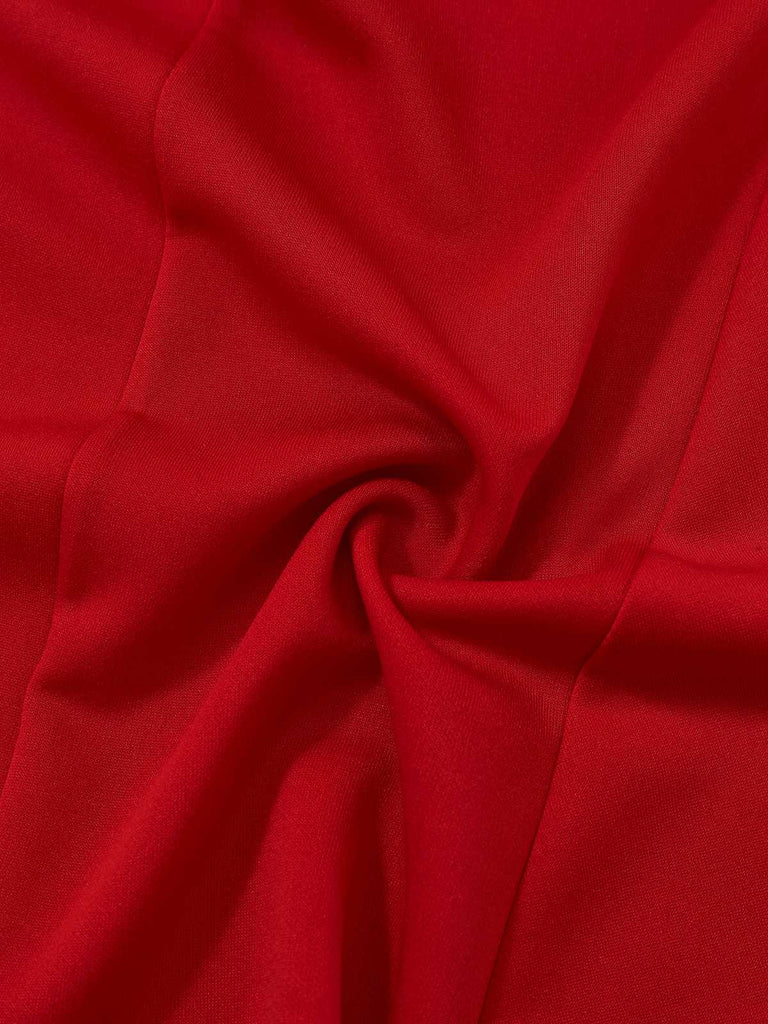 Red 1960s Ruffle Hem Asymmetric Sleeveless Dress