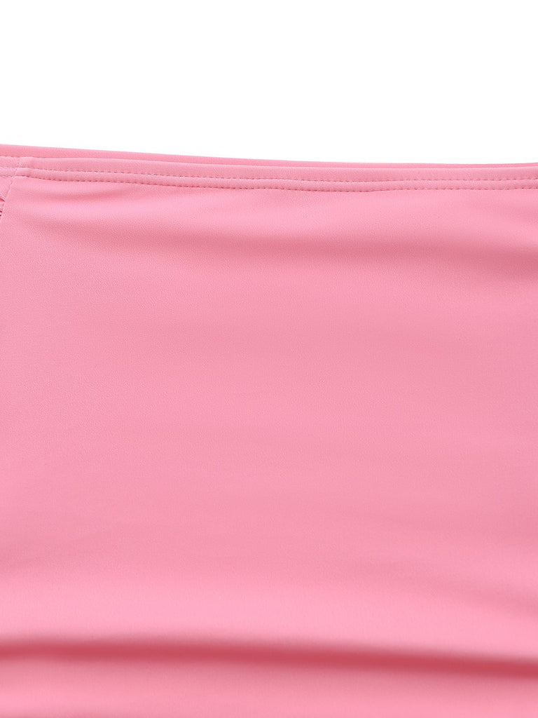 Pink 1950s Striped Bow Tie Back Swimsuit