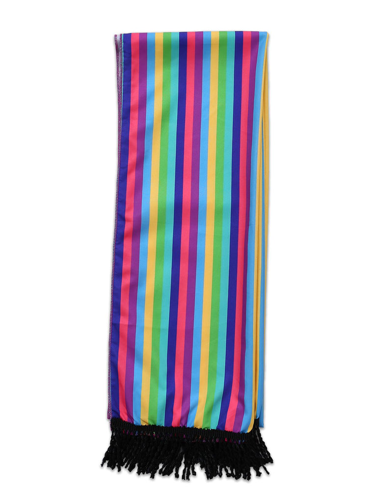 1970s Rainbow Halloween Print Vampire Bride Dress