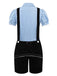 2PCS 1960s Oktoberfest Costume Plaids Blouse & Shorts