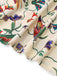 Beige 1940s Flowers & Birds Print Puff Sleeves Dress