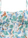 1950s Spaghetti Strap Floral Backless Side Slit Dress