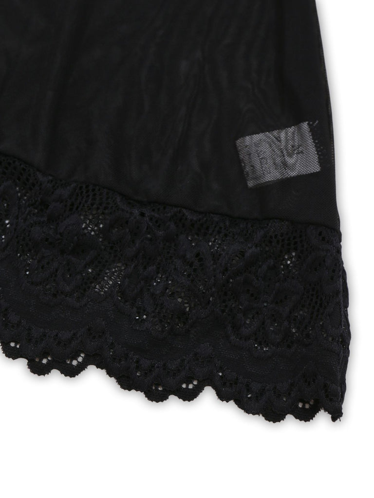 Black 1950s Spaghetti Strap Bow Lace Sleepwear