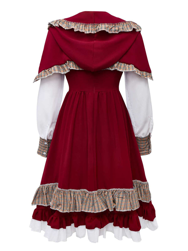 1950s Little Red Riding Halloween Costume Dress With Cape
