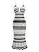 White 1970s Striped Knit Bodycon Dress