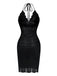 Black 1970s Solid Halter Knit Dress