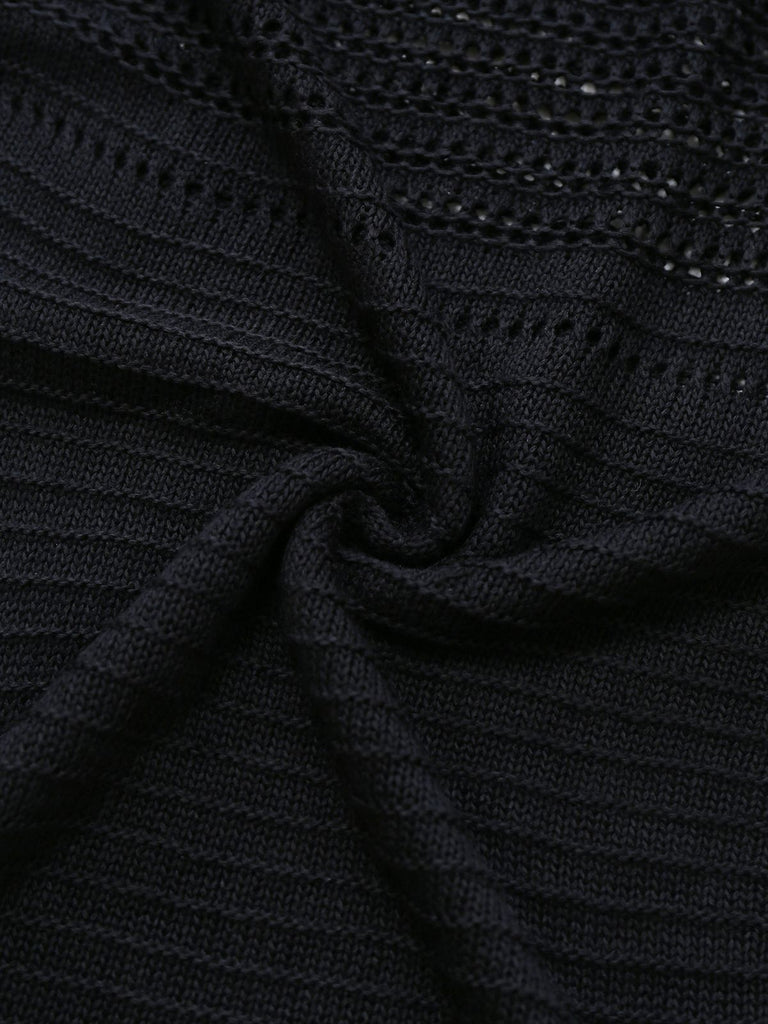 Black 1970s Solid Halter Knit Dress