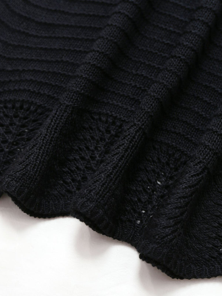 Black 1970s Solid Halter Knit Dress