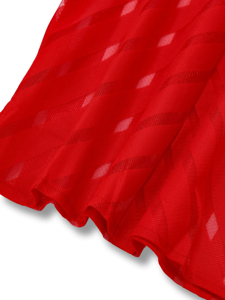 1980s Solid Sheer Mesh Striped Bow Tie Blouse