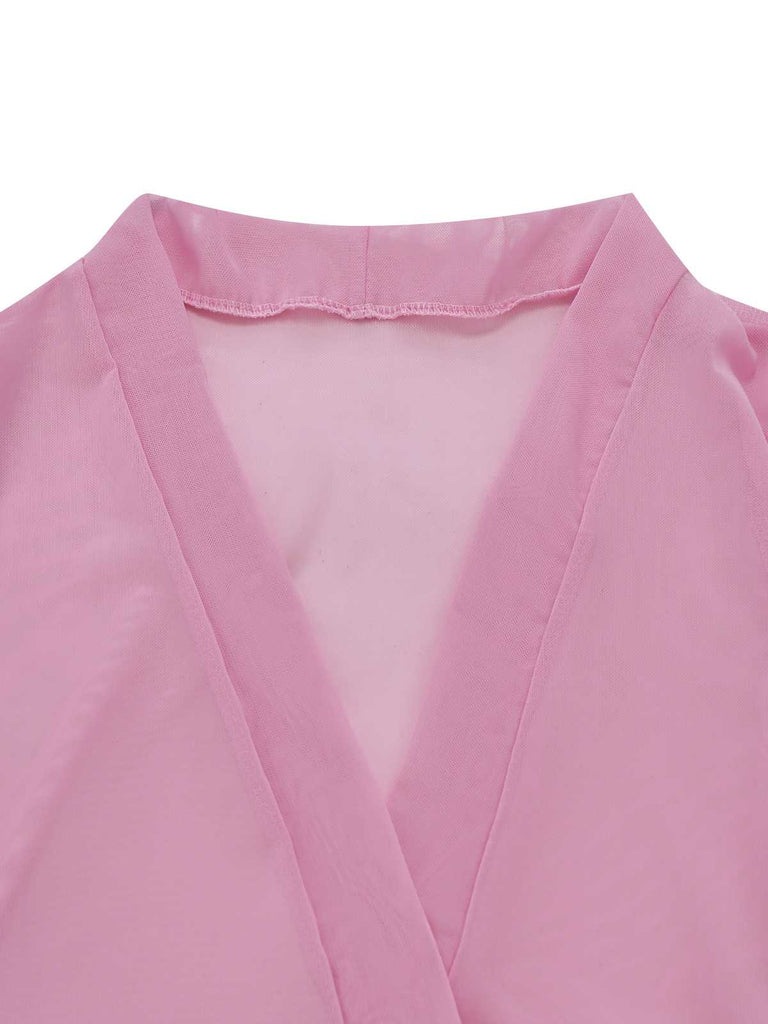 1950s Sheer Flared Sleeve Belted Long Robe