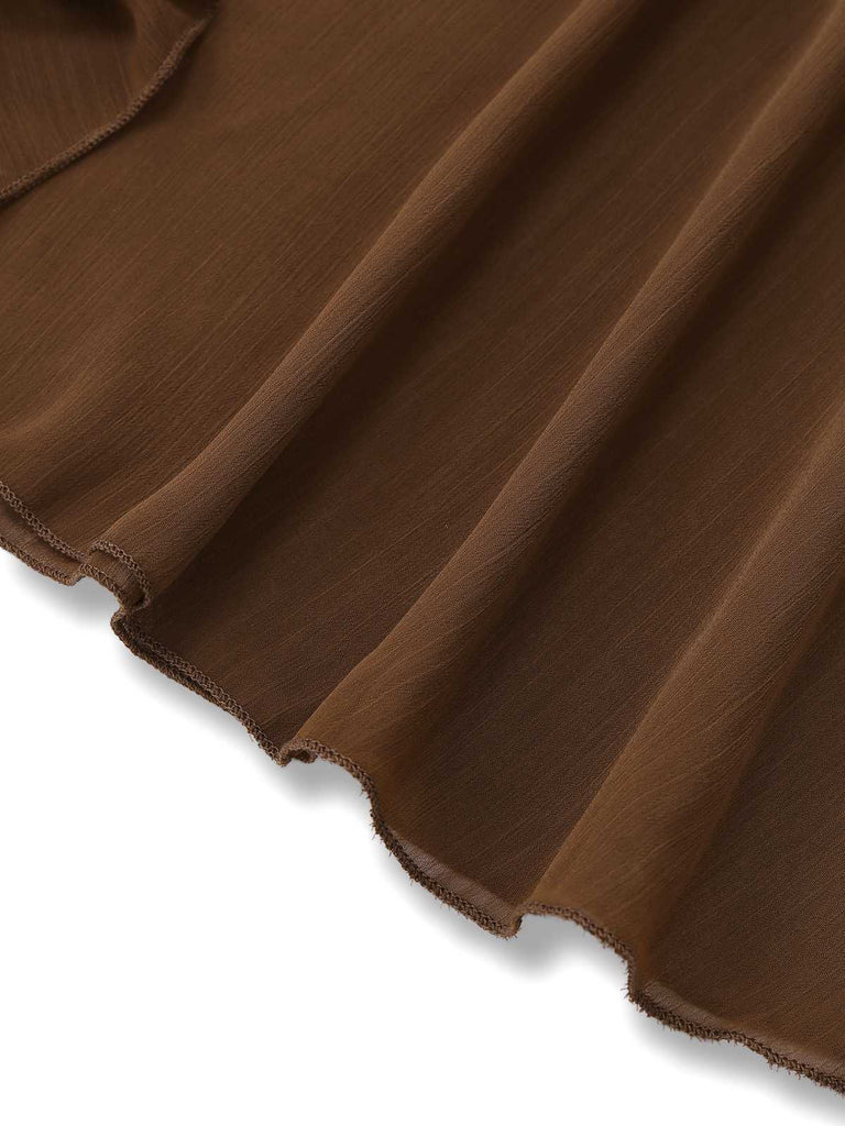 1930s V-Neck Textured Mesh Hem Mermaid Dress