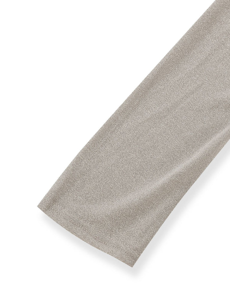 Beige 1980s Glitter Velvet Flared Turtleneck Jumpsuit