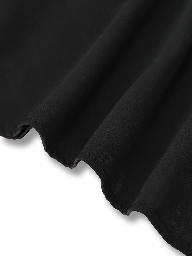 Black 1980s Contrast Off-Shoulder Dress