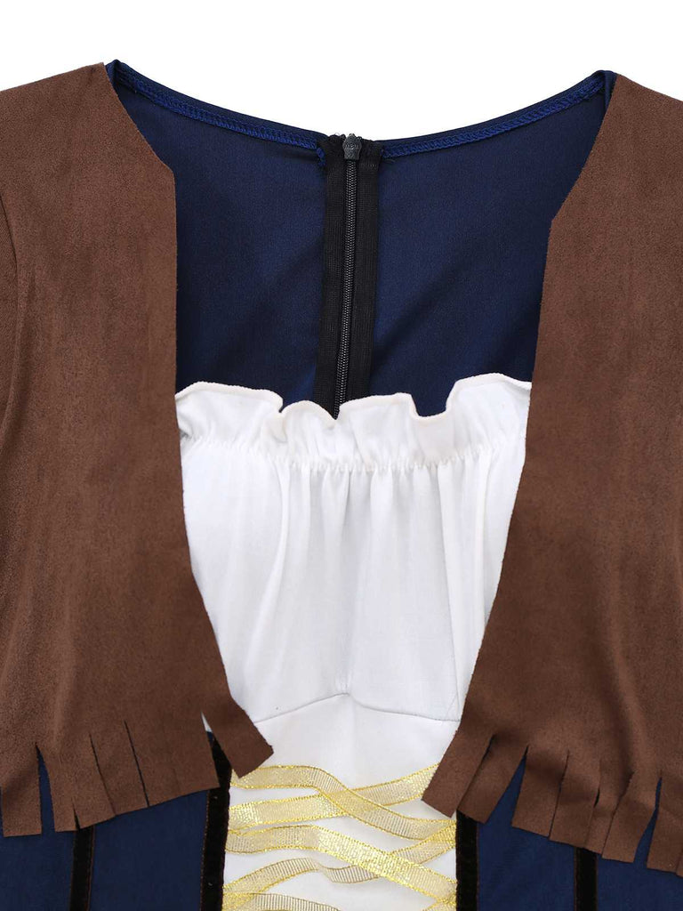 1940s Western Cowgirl Costume Dress With Whip