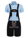 2PCS 1960s Oktoberfest Costume Plaids Blouse & Shorts