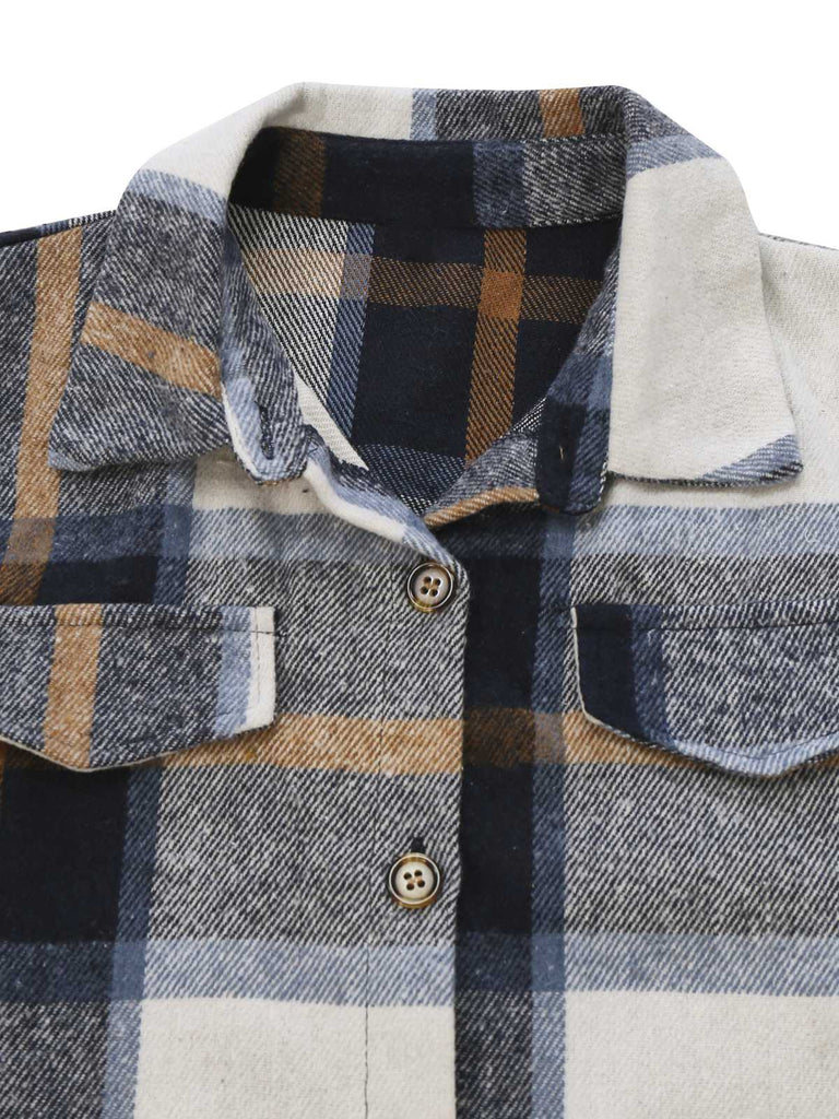 Multicolor 1960s Plaid Belted Shirt Dress