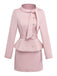 Pale Pink 1980s Solid Buttoned Blazer & Skirt Set