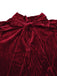 Burgundy 1960s Bow Collar Solid Velvet Ruffle Dress
