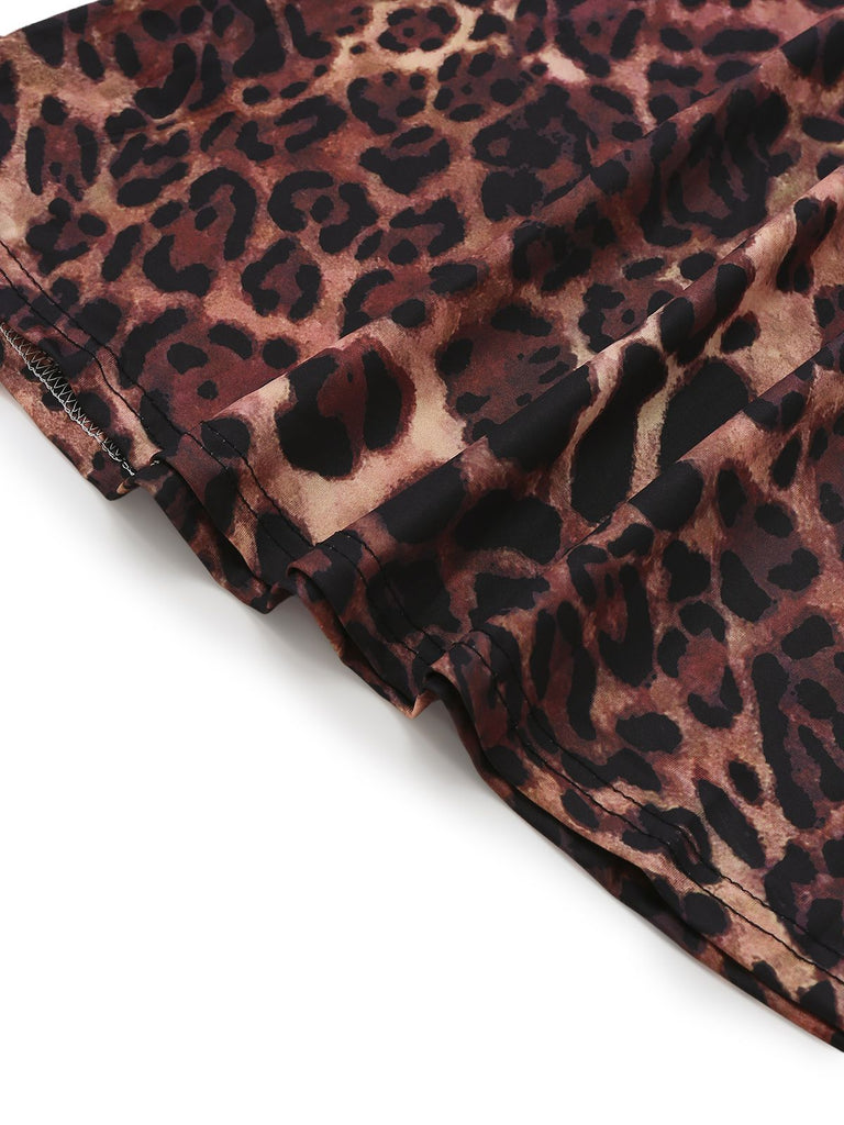 1930s Leopard Print Backless Spaghetti Strap Dress