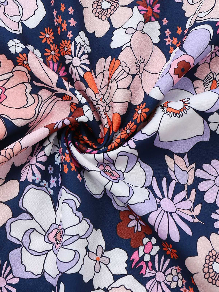 1970s Boho Floral Smocked Jumpsuit